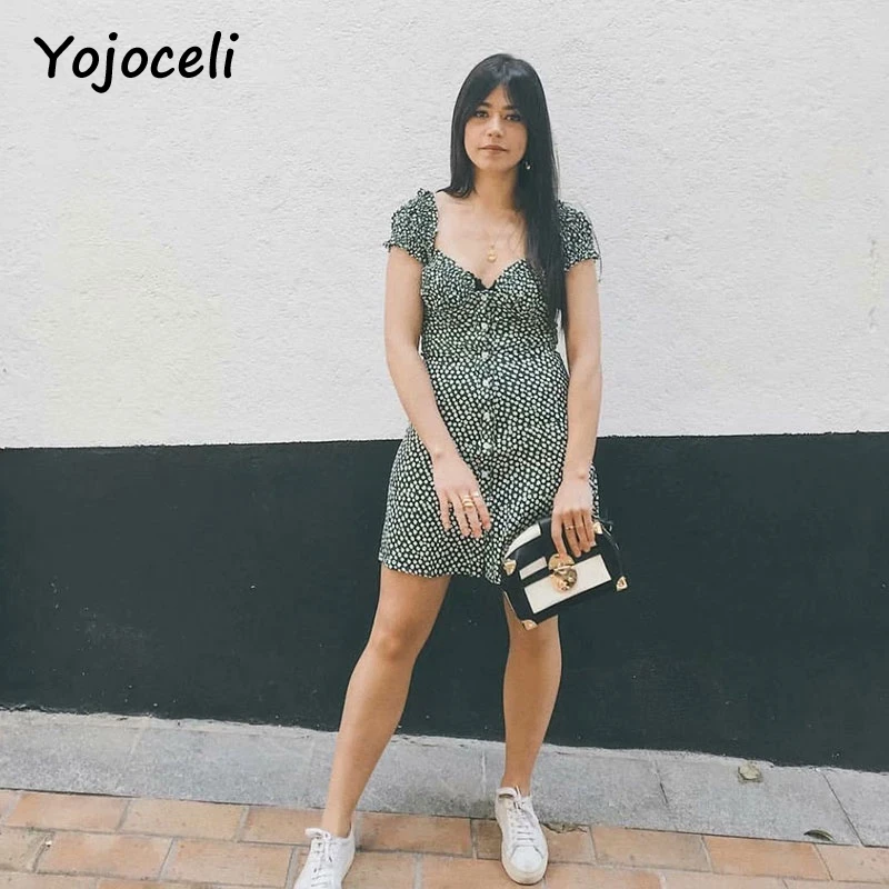 Yojoceli 2018 летнее шикарное платье с принтом Rmomantic французский стиль сексуальное на