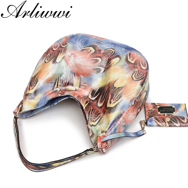 arliwwi brand elegant shiny women handbags hobos rainbow shoulder bags female big tote colorful feature cross body bag py02 free global shipping