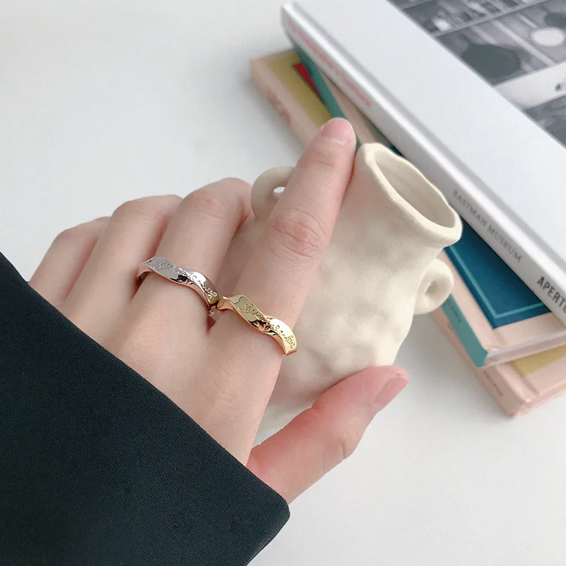 SHANICE Ретро Винтаж стерлингового серебра 925 INS Mobius волна твист буквы открытый палец Открытые Кольца для женщин ювелирные изделия из стерлингового серебра