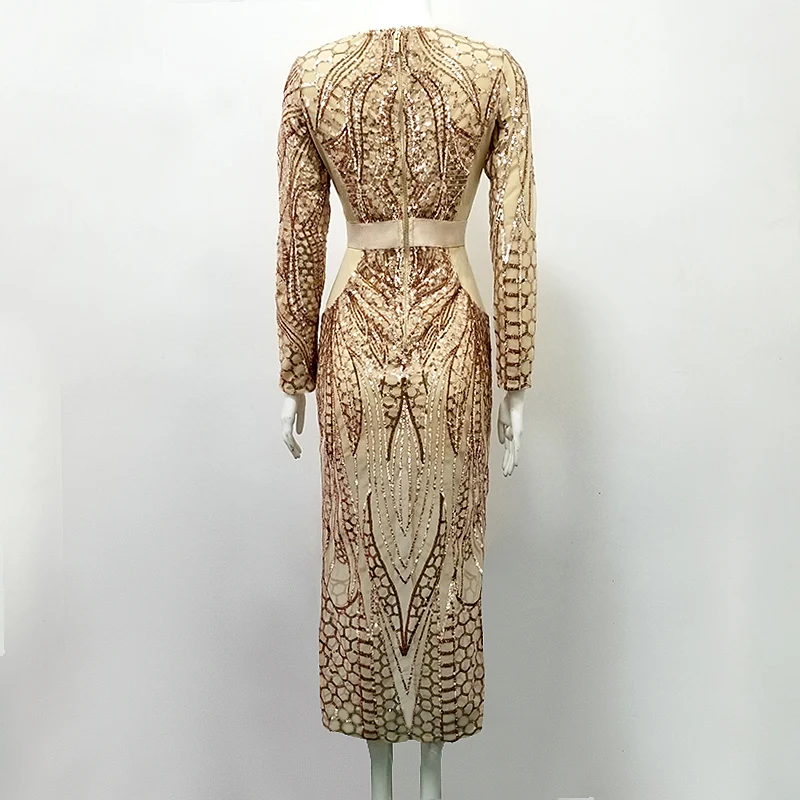 Новое поступление сексуальное Сетчатое платье с v-образным вырезом и блестками