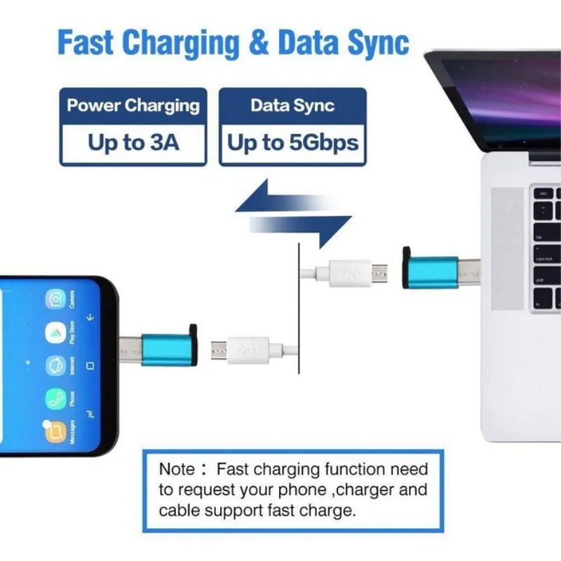 10 шт. USB Type C адаптеры штекера к микро usb разъему с брелком для синхронизации