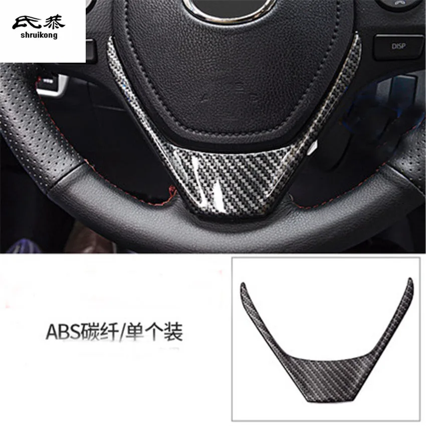 

1PC ABS Carbon Fiber Grain Steering Wheel Decoration Cover For 2014-2018 Toyota RAV4 Car Accessories