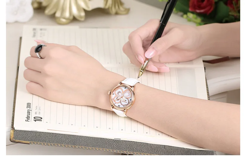 Женские кварцевые наручные часы с кристаллами из натуральной кожи|reloj brand|reloj