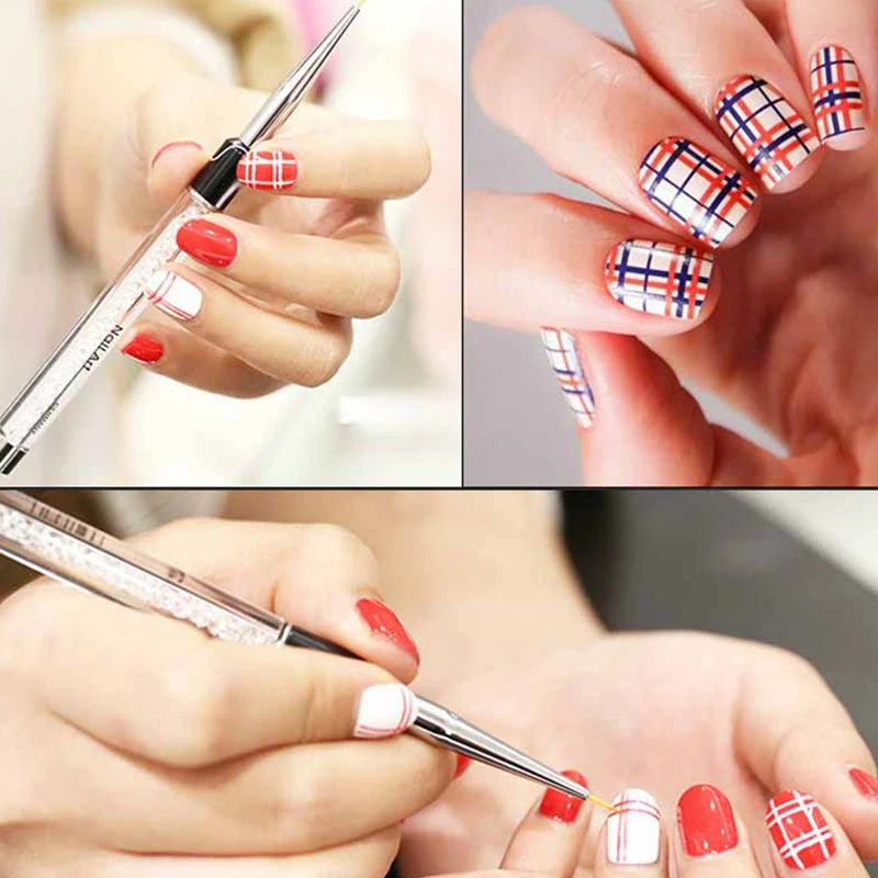 Ladymisty 3 размера в горошек с хрустальной ручкой лайнер для дизайна ногтей кисточка
