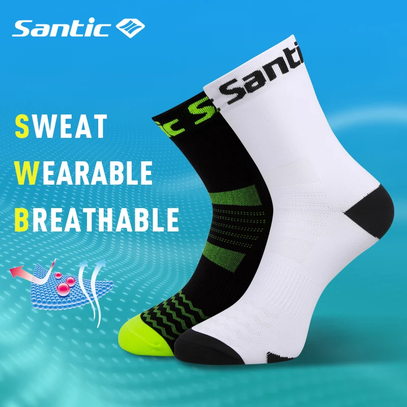 Santic мужские спортивные носки для велоспорта, бега, баскетбола, футбола, дышащие, анти-пот, уличная спортивная одежда, свободный размер