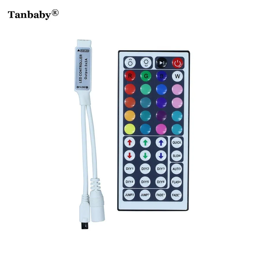 Tanbaby DC12V 44Key/24Key Мини ИК-пульт дистанционного управления с мини-приемником для 3528/5050 RGB светодиодный светильник/светодиодный ленточный контроллер