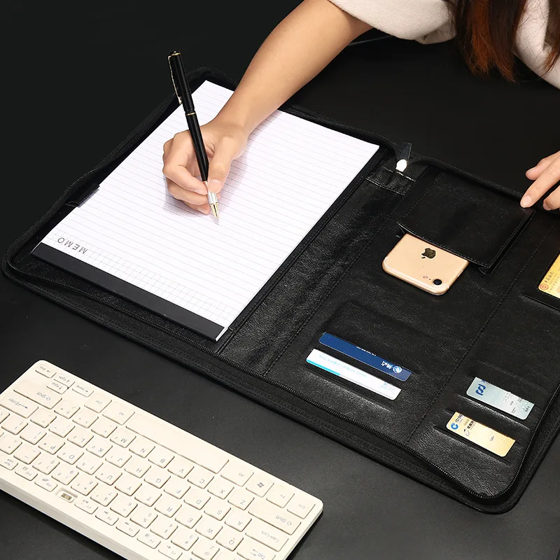 A4 папка для документов из искусственной кожи на молнии записная книжка с