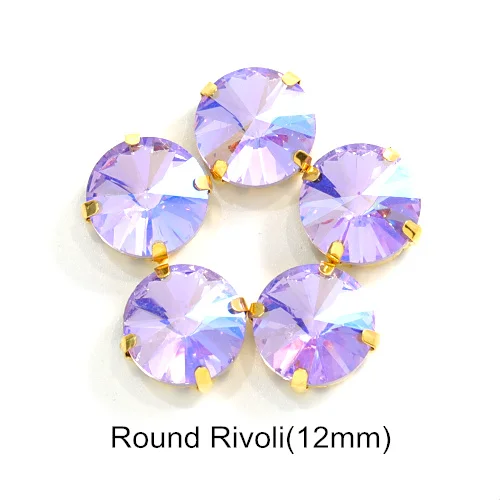 12mm--20PCS 20 шт фиолетовый AB смешанные формы Размеры пришить стразы с коготь Flatback Стекло шитье стразами камни для Сделай Сам одежда B1160 - Цвет: 12mm--20PCS