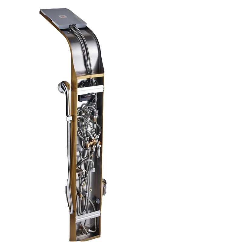 Модная Светодиодная панель для душа с массажными струями золотого цвета + Ручная