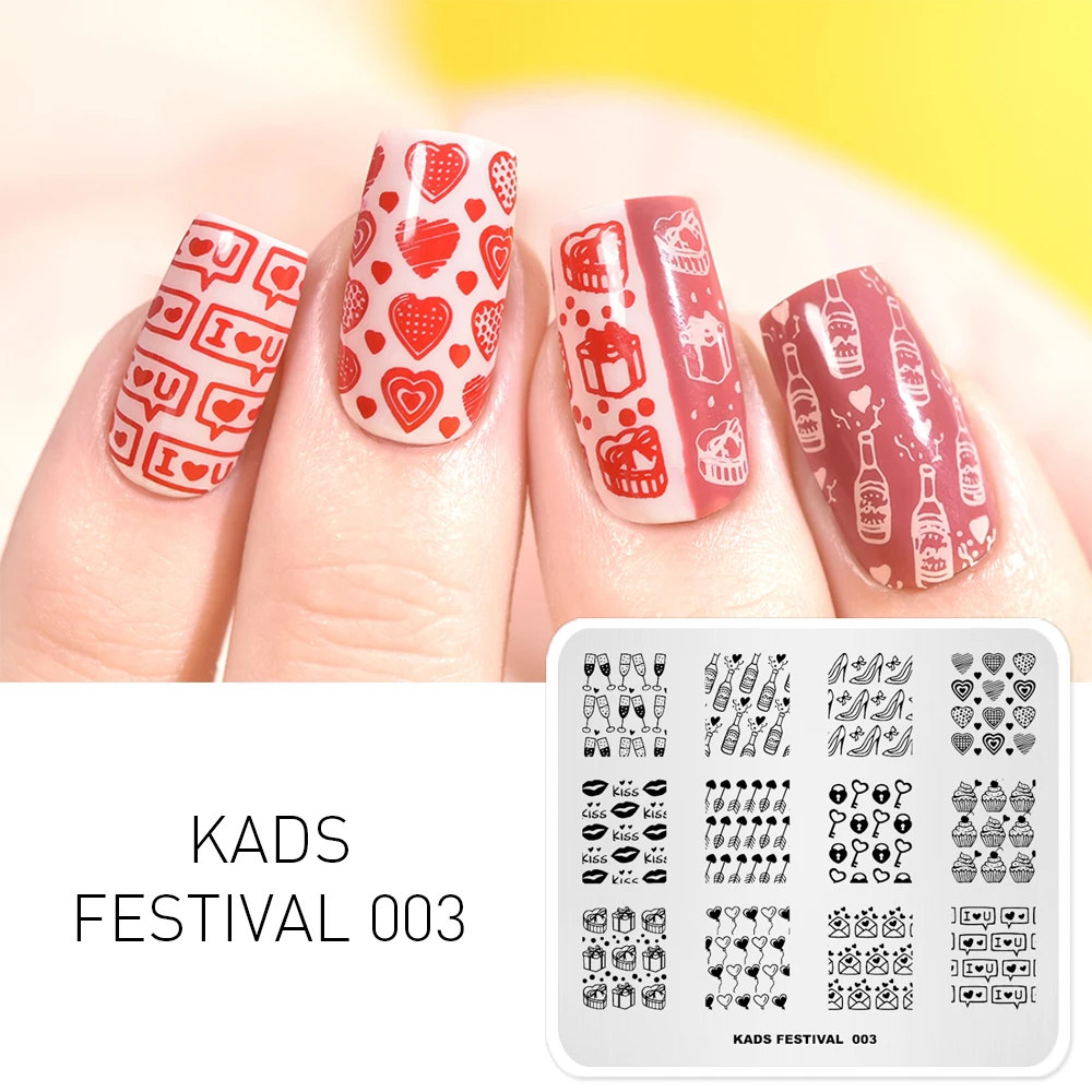KADS фестиваль 003 День Святого Валентина штамп для ногтей шаблон пластины с