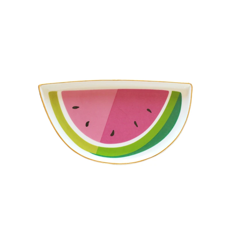 Watermelon - L Маленькая керамическая тарелка в виде ананаса, фламинго, торта, тарелка, декоративная фарфоровая тарелка, лоток для хранения ювелирных изделий, кольцо, безделушка, тарелка, посуда - Цвет: Watermelon - L