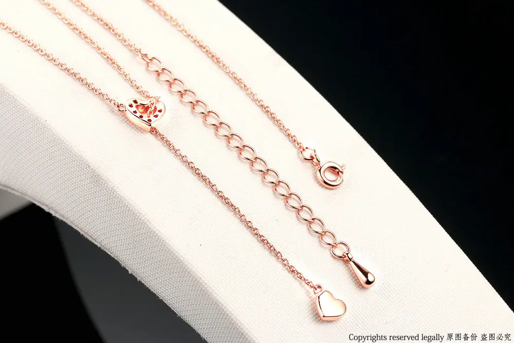 Ожерелья и подвески в форме сердца с фианитом розовое золото|pendant rose gold|brand