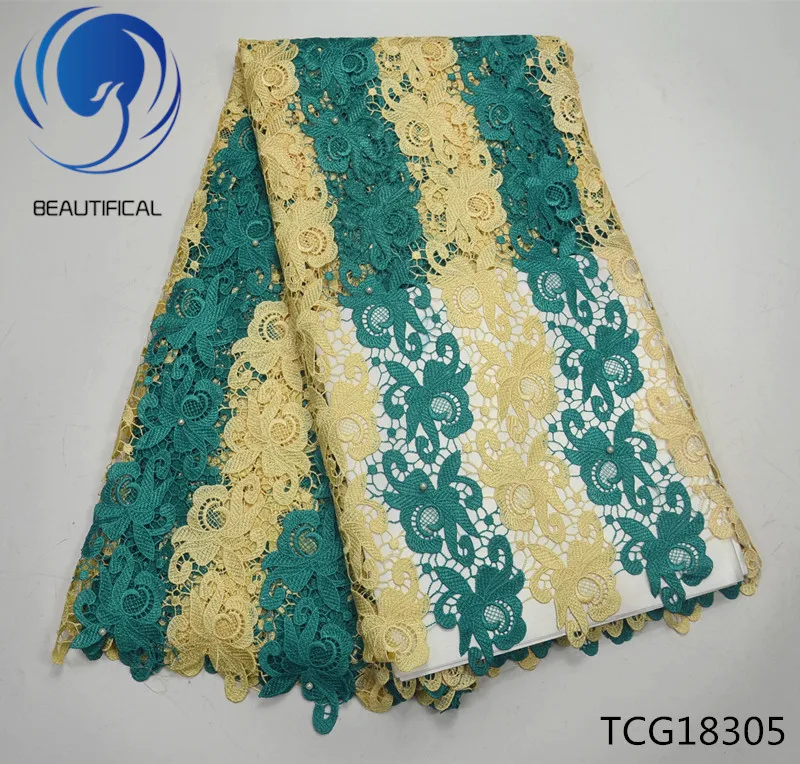Beautifical Embroidery Cord lace guipure fabric New Arrival African water soluble for bridal clohes 5yards TCG183 | Дом и сад
