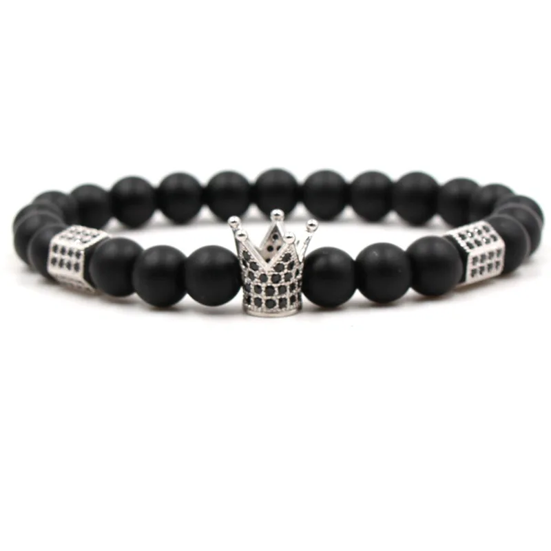 

Best Selling New Fashion Bright Black stone Charm stone Handmade Zirconia Crown Bracelet Accessories