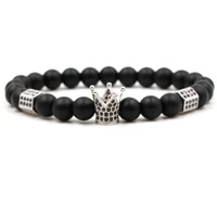 best selling new fashion bright black stone charm stone handmade zirconia crown bracelet accessories