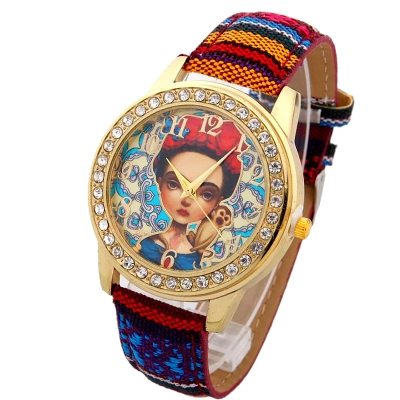 Gnova Platinum модные женские часы для девочек с синей обезьянкой этнические кварцевые