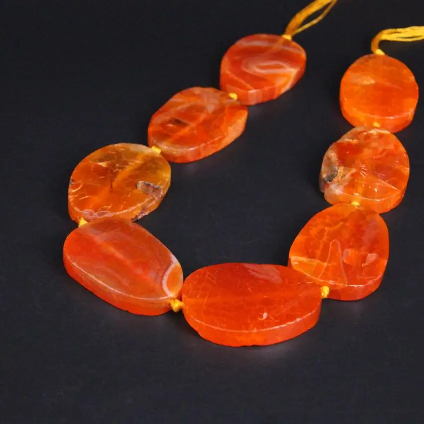 Approx8PCS/strand большой натуральный оранжевый трещины вены Агаты каменная плита Самородок Свободные бусины, Onxy драгоценные камни ломтик кулон ювелирных изделий