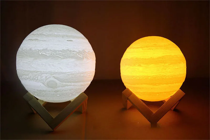 3D принт лампы Юпитер красочные луна лампа перезаряжаемая Luminaria LED ночник