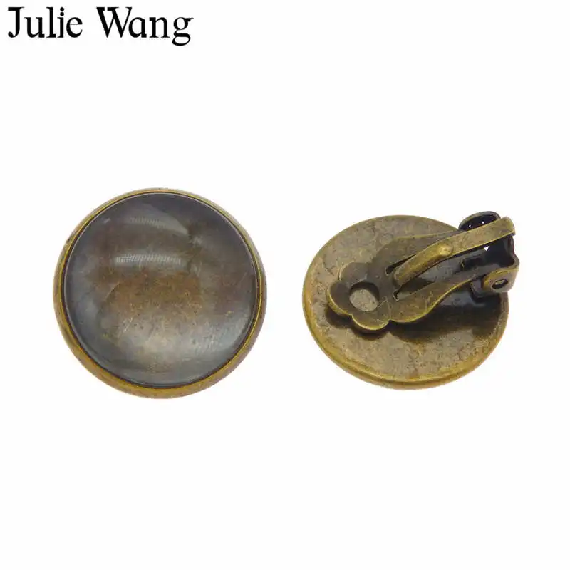 Julie Wang 2 пары клипсы серьги античный цвет сплав клипса для уха кабошон поднос
