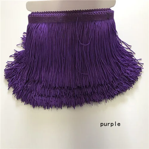 purple SASKIA 10 метров 9 см длинная кружевная отделка лента Материал кисточка бахрома отделка шитье Сделай Сам латинское платье занавеска ткань аксессуар 3,54" - Цвет: purple