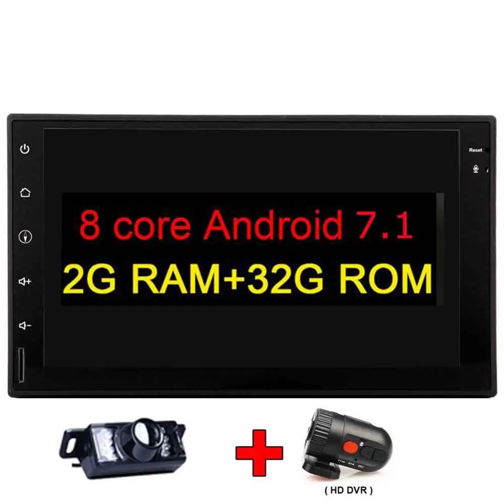 Android 7,1 2 din Автомобильный gps навигатор 2 din android-головное устройство Поддержка 3G 4G OBD2 Bluetooth WI-FI/навигации/USB/SD два din стерео - Цвет: free DVR and camera
