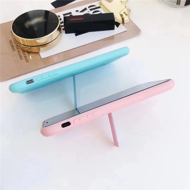 For iphone 6s 6 X XS 7 8 Plus Candy Color Suitcase Silicon Kickstand Phone Cases Case Hide Stand Holder Cover Coque |
