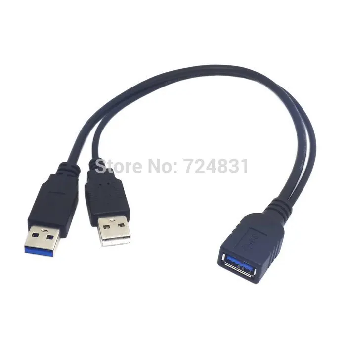 

Jimier CY USB 3.0 Female to Dual USB Male Extra Power Data Y Extension Cable High Quality for 2.5" Mobile Hard Disk