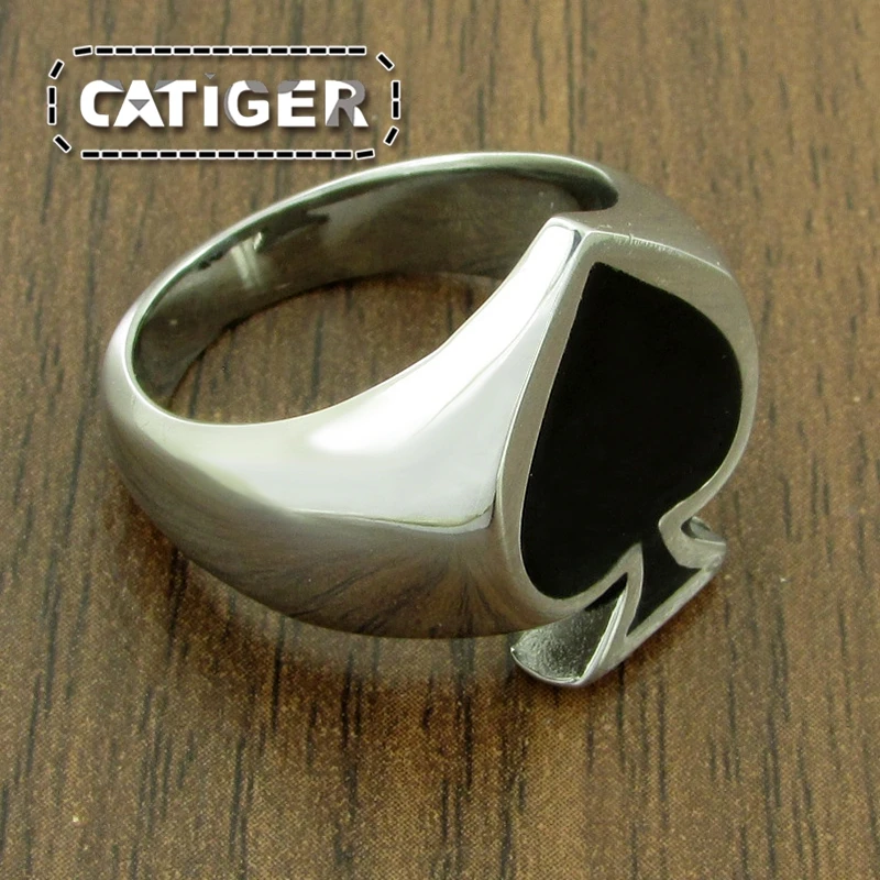 Free Shipping Gothic Spades Lucky Ring For Man And Woman High Quality 316L Stainless Steel Enamel Painting No Fade Jewelry | Украшения и