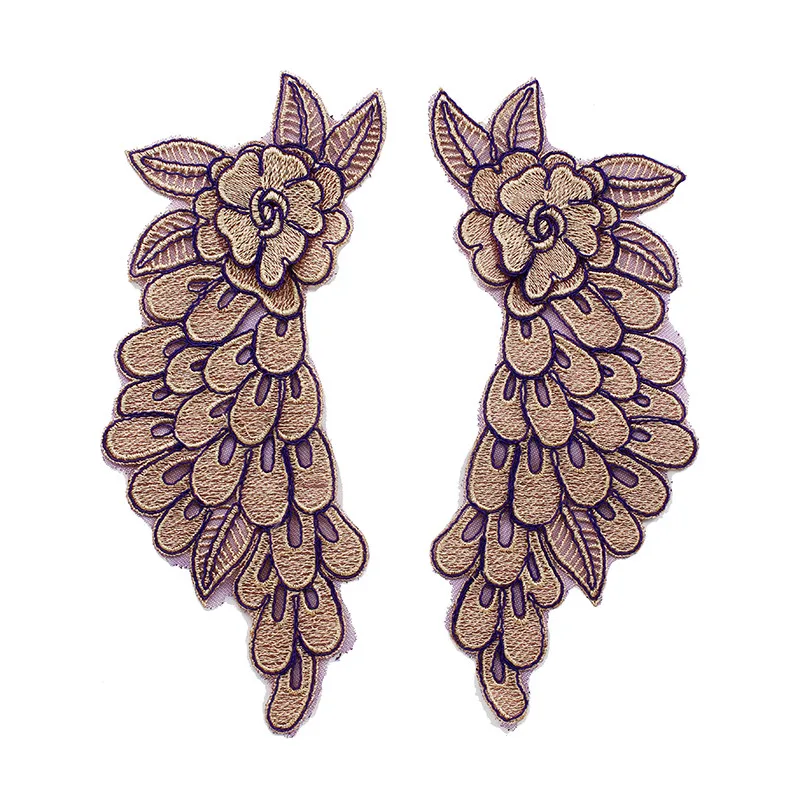 5 пар зеркальные 3D фиолетовые тканевые патчи с вышивкой и кружевом кружевные