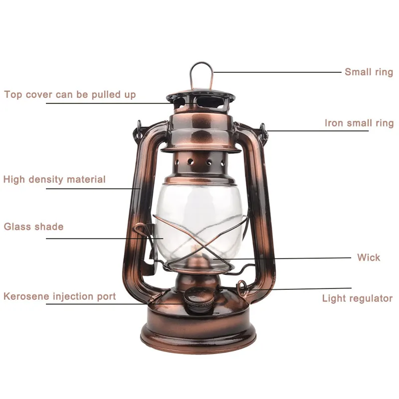 

Retro Style Portable Lighting Kerosene Lamp Outdoor Camping Tent Lamp Metal Camping light Household Emergency Lamp