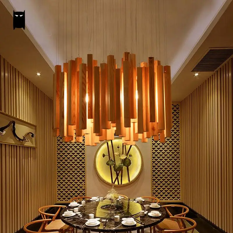 Подвесная Потолочная люстра из древесины дуба потолочный светильник в