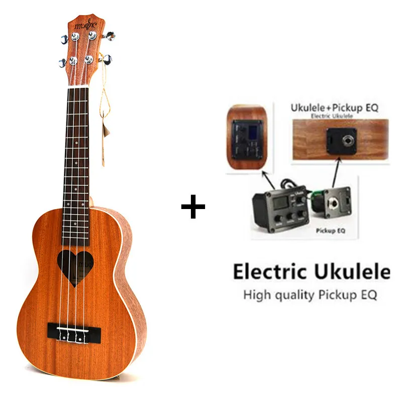 only electric uku 21 дюймов Ukelele сопрано маленькая гитара 4 струны Гавайские электрогитары Гавайские гитары Гавайские электрогитары Акустическая гитара e любящее сердце узор кавакинхо гитар - Цвет: only electric uku