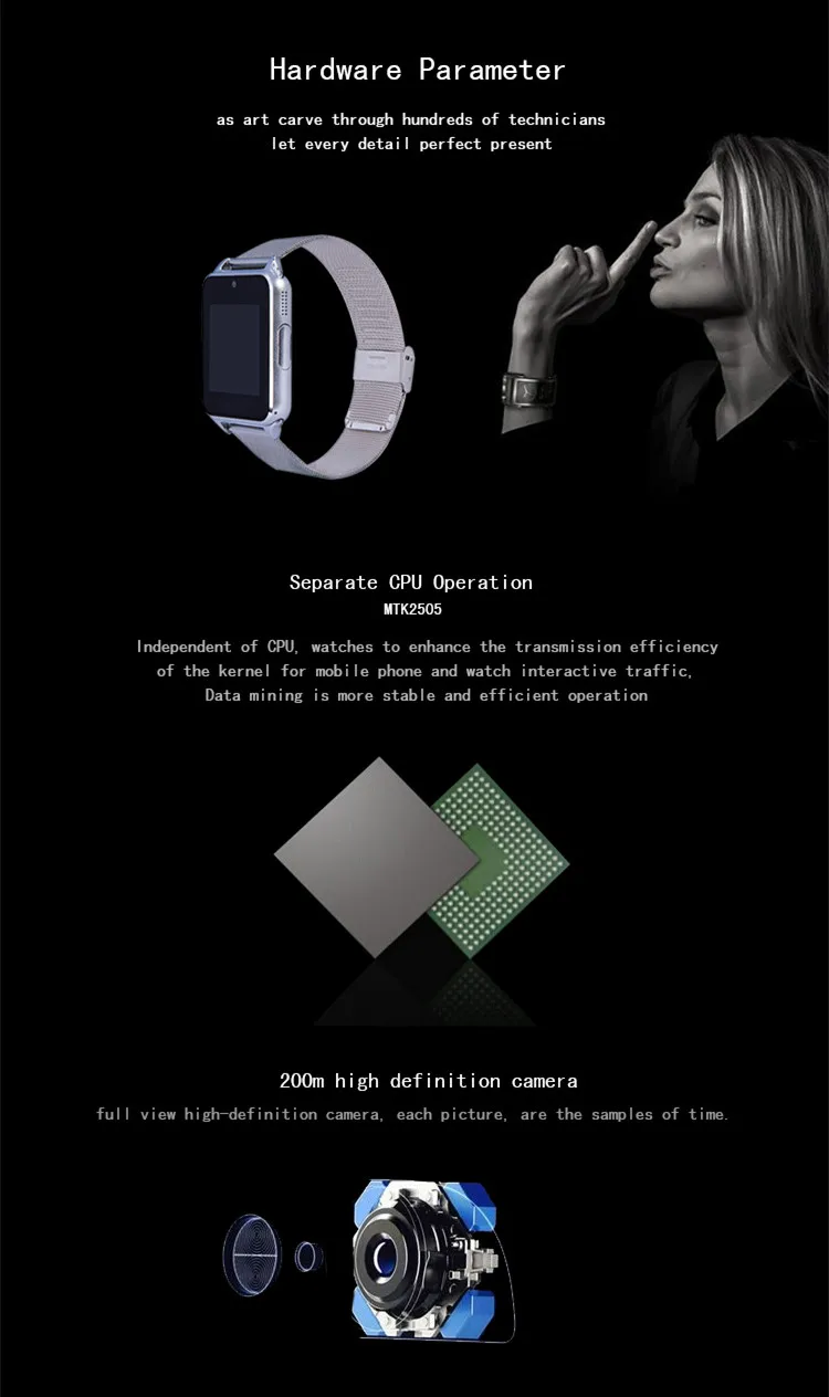 Новые Bluetooth Смарт часы телефон Z60 нержавеющая сталь поддержка SIM TF карта камера вызов SMS напоминание умные часы для IOS Android
