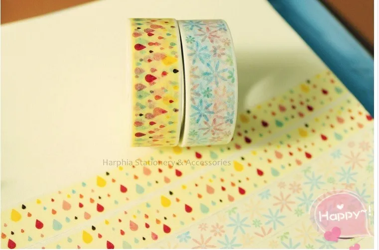 15 мм* 10 м DIY Милая Бумага васи маскирующий, декоративный планировщик клейкие ленты школьные принадлежности Скрапбукинг инструменты синий желтый цвет