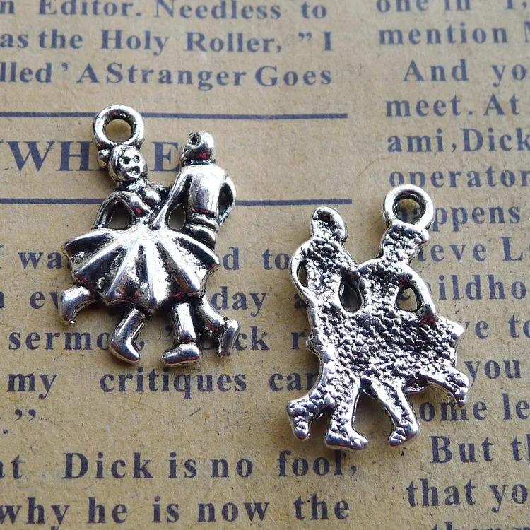200 шт. очаровательные танцевальные подвески для двух людей 18*13 мм Античные