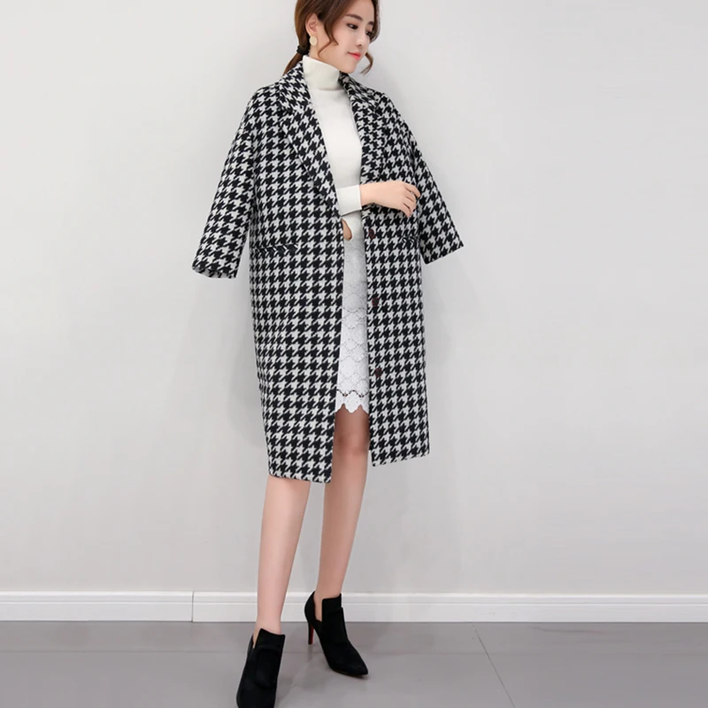 Женское шерстяное пальто длинное с отворотом в Корейском стиле 2019|women overcoat|women