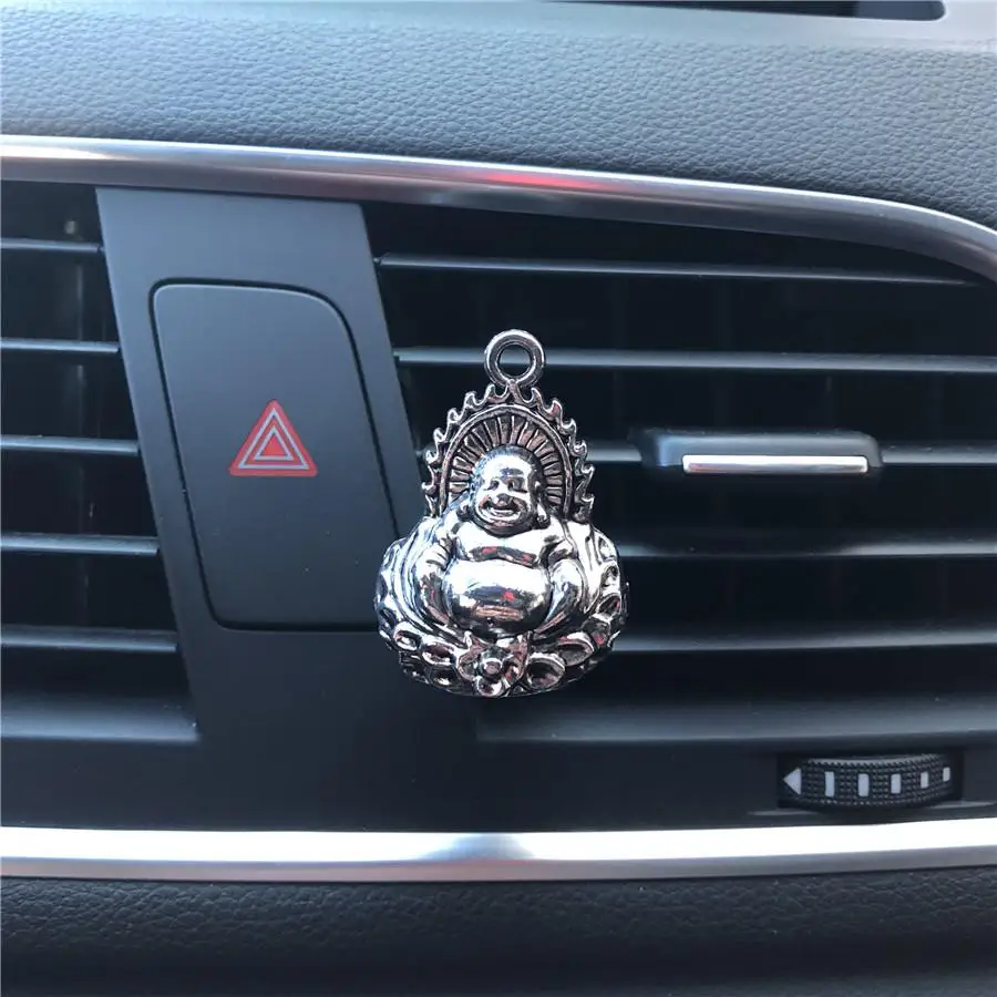 C Тонкий металл статуя Будды для автомобиля духи женский автомобиль освежитель воздуха металлический череп мужской автомобильный зажим для ароматизатора - Название цвета: C