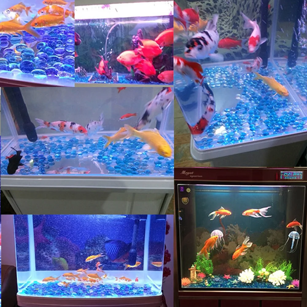 100 PCS/250g Цветная Галька бусины камни Стекло самородок для аквариума Настенный