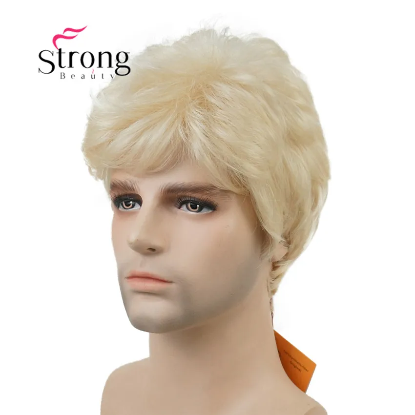 StrongBeauty Manly короткие коричневые смешанные со светлыми пушистыми прямыми полнометражными плавными термостойкими парик из синтетического материала для мужчин