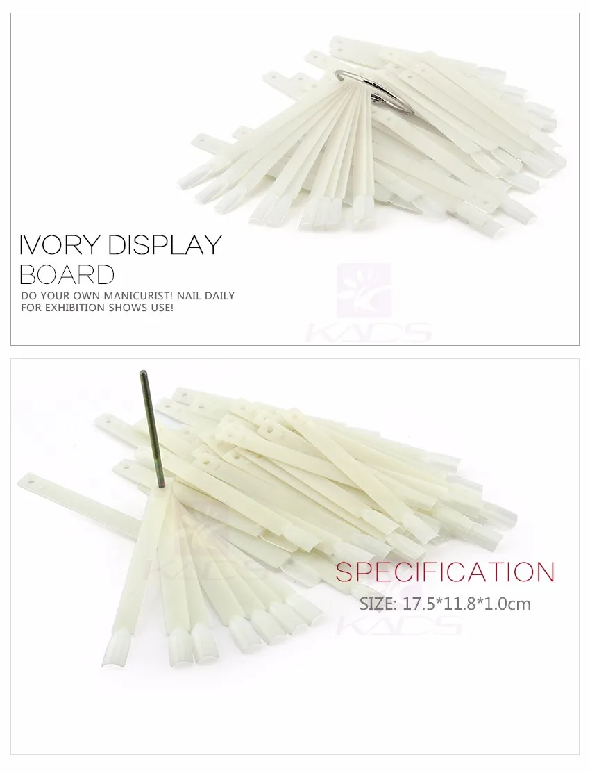 HOTSALE 50 советы/packIvory White Пластиковые Flase Nail Art Советы Стик Показать Практика Вентилятора Совета& Nail Art Display прозрачный цвет