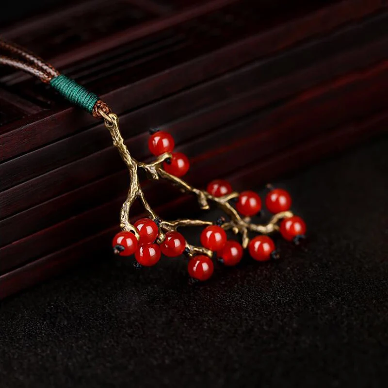 Original Design Ethnic Handmade Tree Branch Long Necklace Natural Stone Beads For Women Clothes Accessories Jewelry | Украшения и