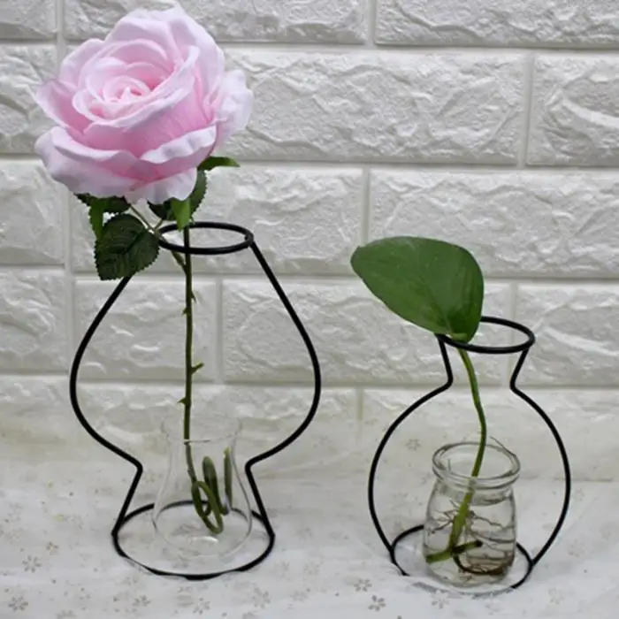1 шт. металлическая железная ваза DIY рамка черная Геометрическая рамка искусственный цветок ваза TN99