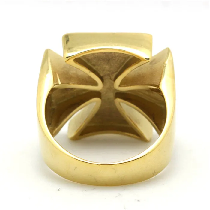 1pc Mens Boys 316L Stainless New Black Cross Gloden Ring Factory Price | Украшения и аксессуары