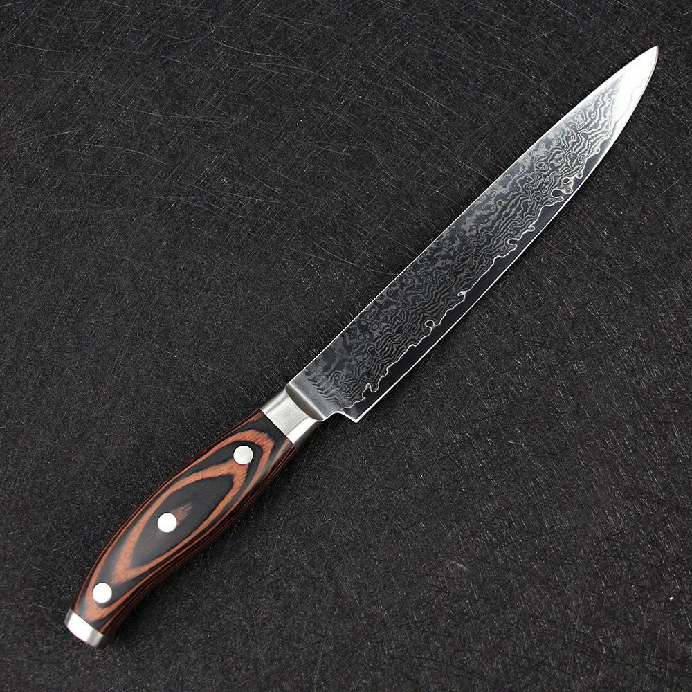 SUNNECKO 8&quot Slicing Knife Damascus Steel Sharp Blade Japanese VG10 Core Kitchen Knives Pakka Wood Handle Meat Fruit Cutting Tool | Дом и