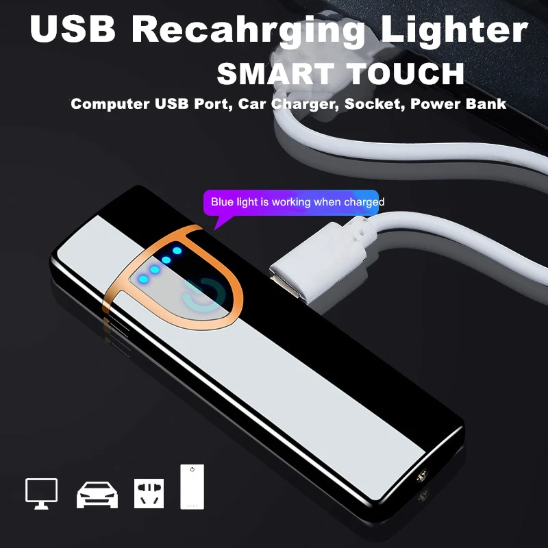 Чувствительная к отпечаткам пальцев USB Электронная Зажигалка сигарета