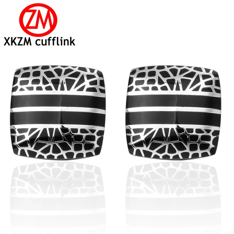 

XKZM Jewelry French shirt cufflink for mens brand Black spider-man Cuff link Luxury Wedding Button silvery High Quality