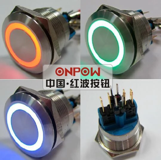 ONPOW 22 мм мгновенное RGB трехцветное светодиодное кольцо с подсветкой из