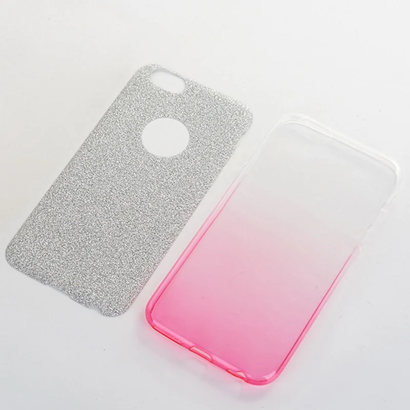 Чехол для iPhone 8 7 6 6S Plus X двухслойный Блестящий Мягкий силиконовый чехол из ТПУ