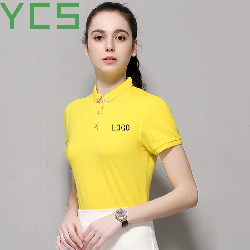YCS Store 9 моделей 95% Хлопок индивидуальная рубашка поло для женщин с логотипом компании по вышивке/цифровой/принт