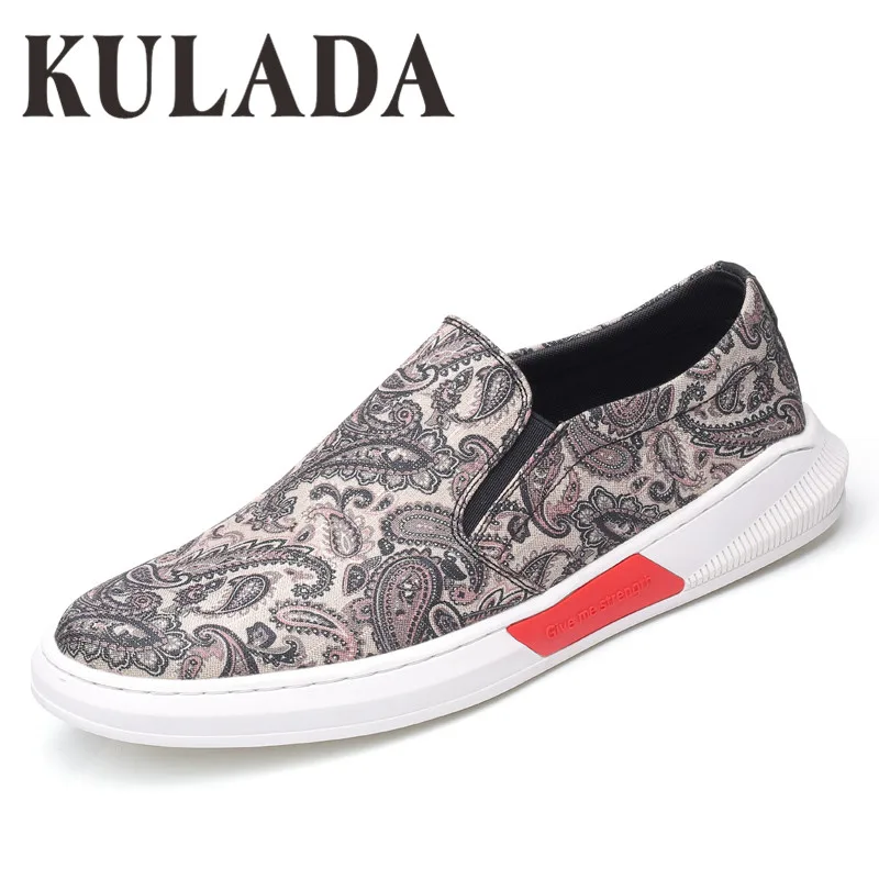 KULADA парусиновые Лоферы без шнуровки Для мужчин повседневная обувь новые летние